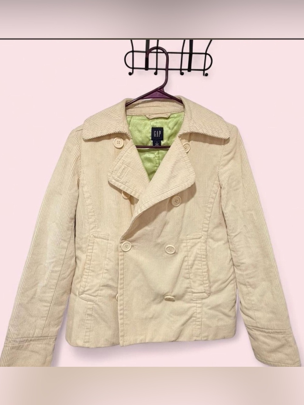 💙Vintage GAP Cream Corduroy Peacoat Jacket Size Small Y2K💙